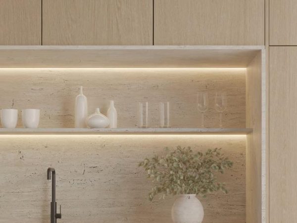 פנים - מטבח עם מדפי LED