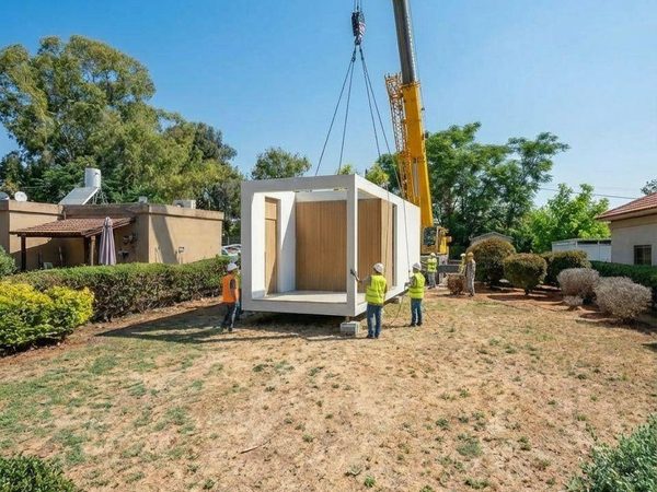 הרמת יחידת בטון עם מנוף